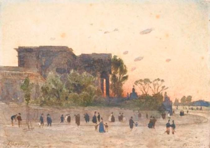 View Of The National Assembly In Paris, The Figures In The Foreground — Henri-joseph Harpignies