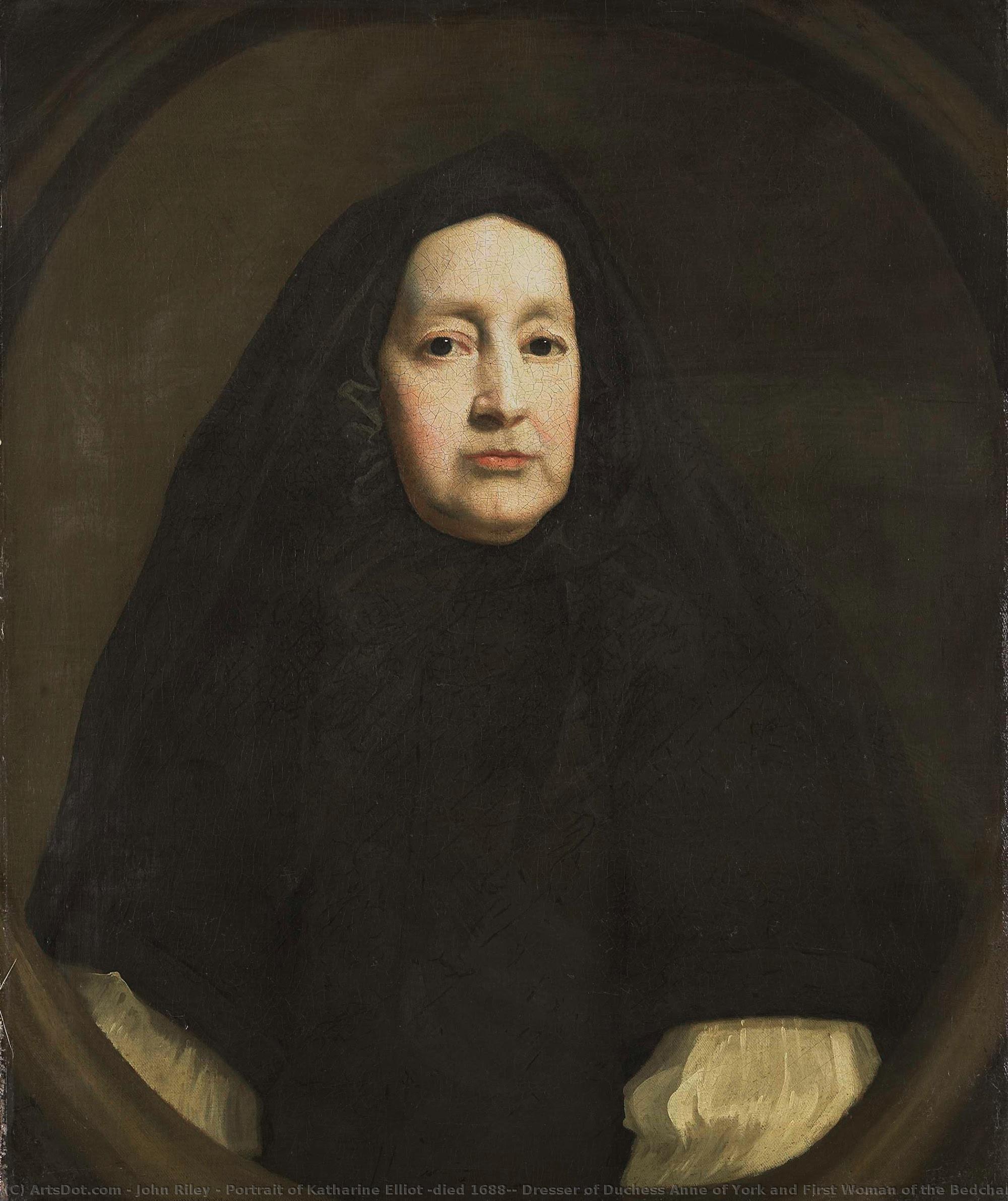 Portrait Of Katharine Elliot (died 1688), Dresser Of Duchess Anne Of York And First Woman Of The Bedchamber Of Queen Mary Of Modena, The First And Second Wives Of James Ii Of England, Respectively, John Riley (copy After), C. 1680 - C. 1700 — John Riley (copy After)