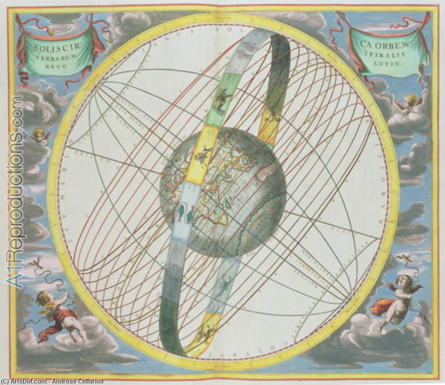 Map Charting The Orbit Of The Moon Around The Earth — Andreas Cellarius