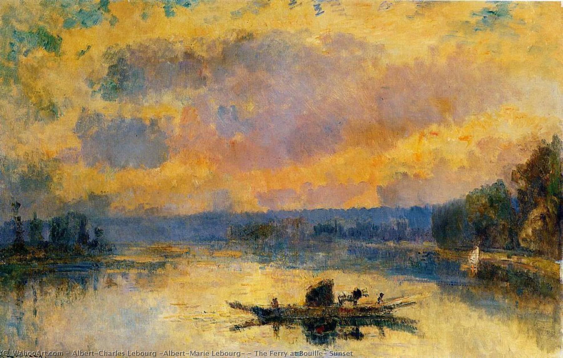 The Ferry At Bouille, Sunset — Albert-charles Lebourg