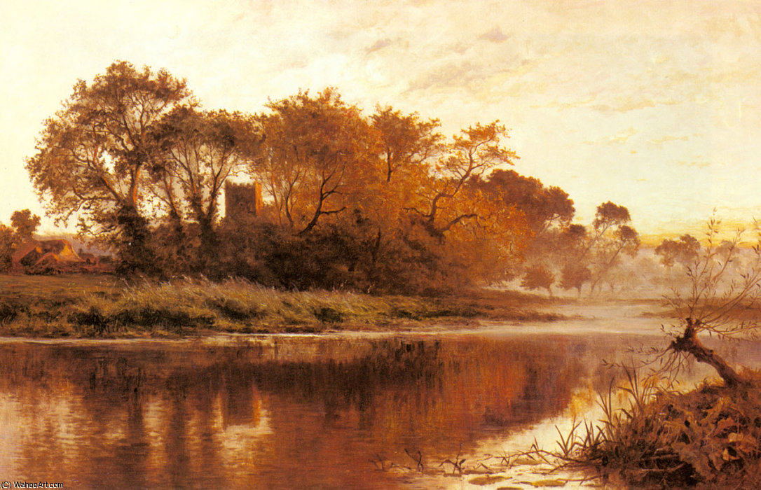 The Last Gleam, Wargrave On Thames — R.a Benjamin Williams Leader
