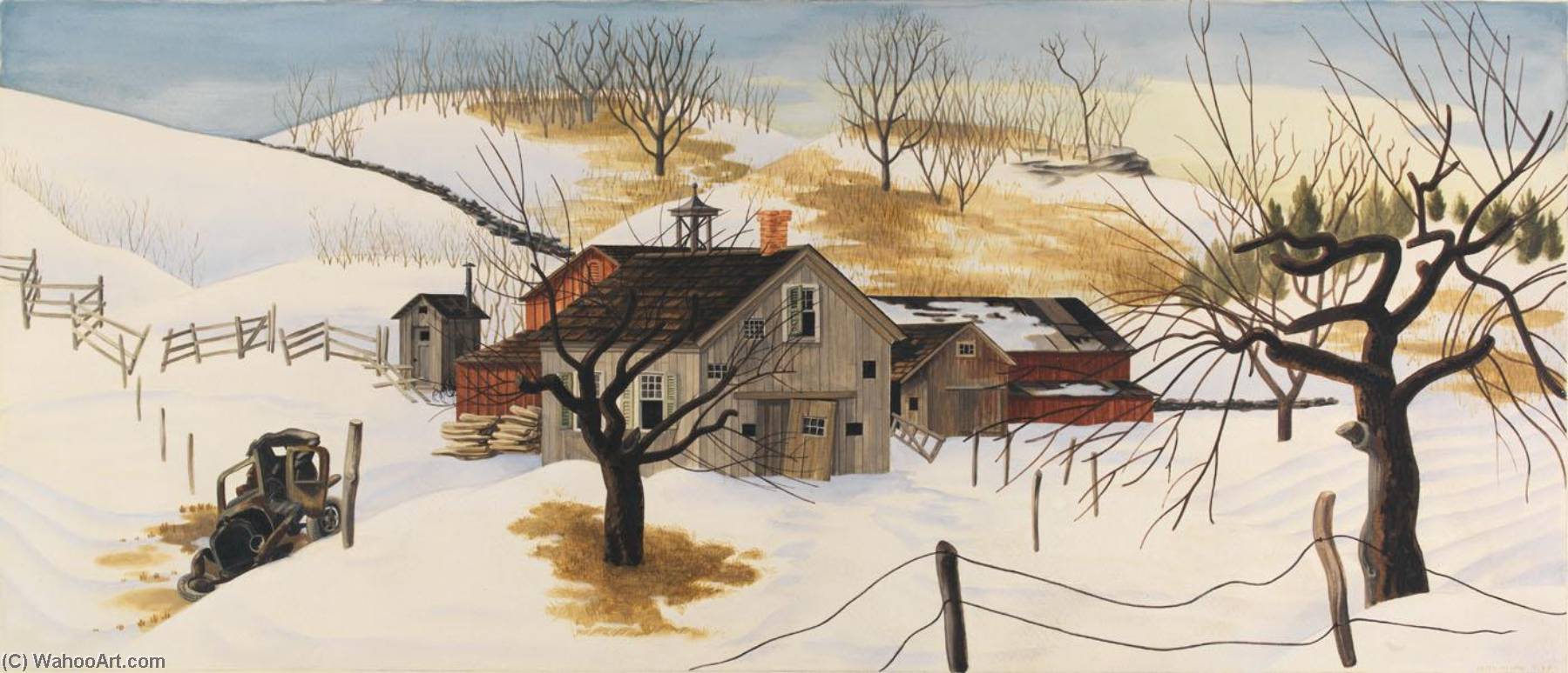 Beatty's Barn (study For Mural, Canonsburg, Pennsylvania Post Office) — Peter Blume
