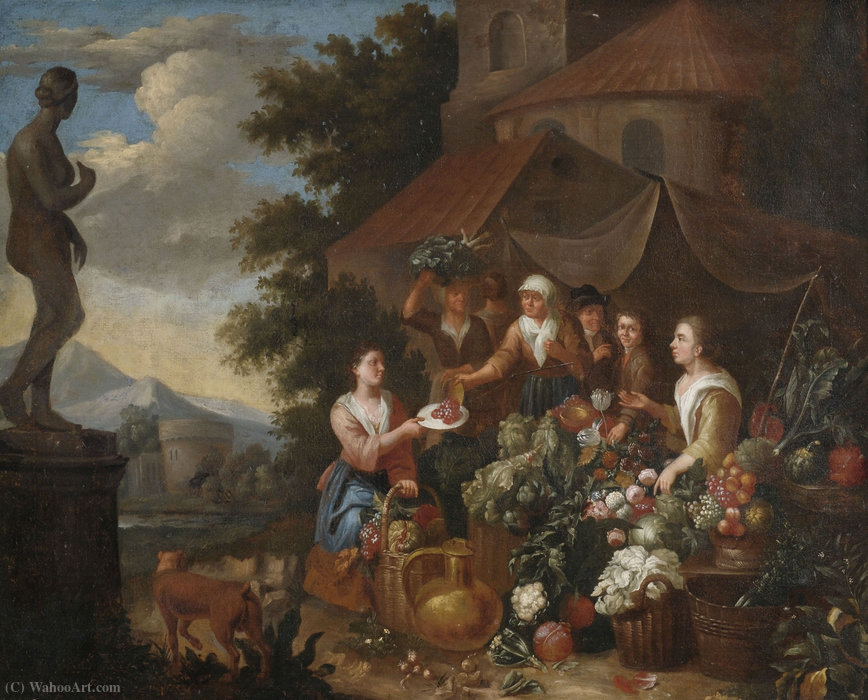 Selling Vegetables And Flowers On An Italian Market Stall. — Norbert Van Bloemen