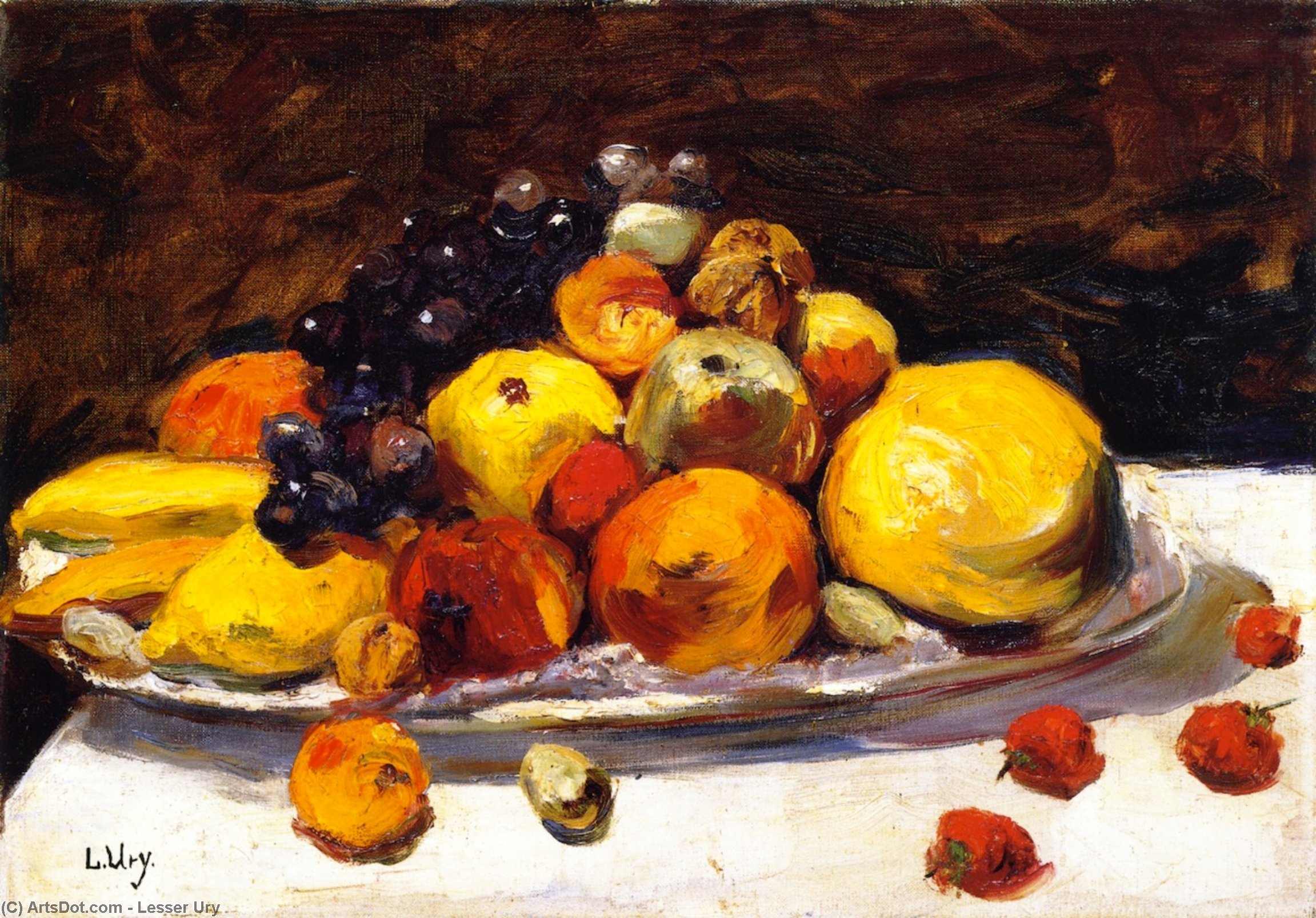 Still Life With Fruit On A White Table — レオ・レッサー・ウリー
