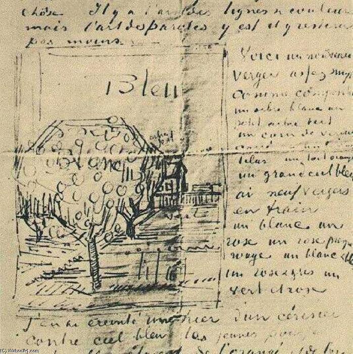 Obstgarten Und Haus Mit Orangefarbenem Dach — Vincent Willem Van Gogh