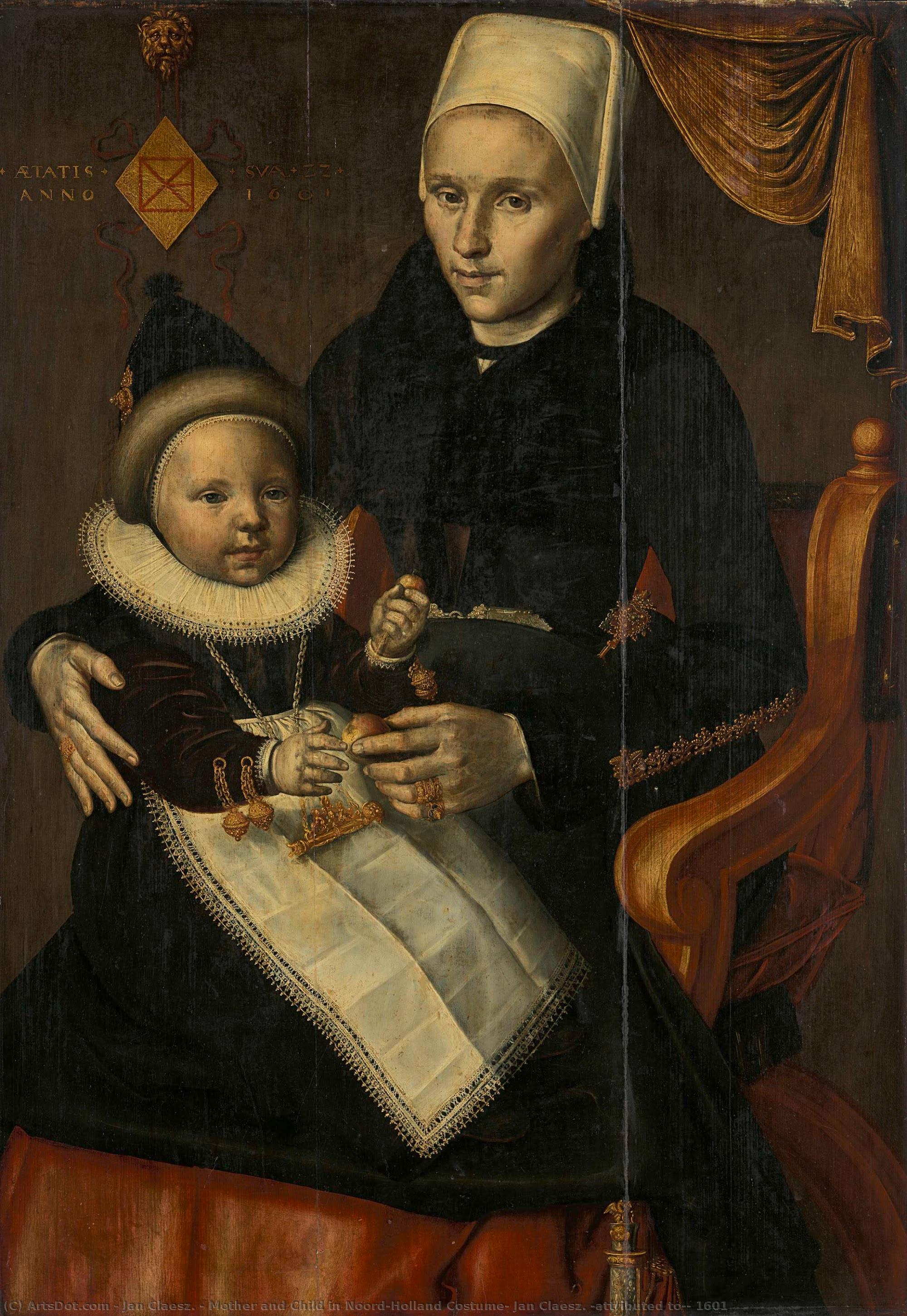 Mother And Child In Noord-holland Costume, Jan Claesz. (attributed To), 1601 — Jan Claesz.