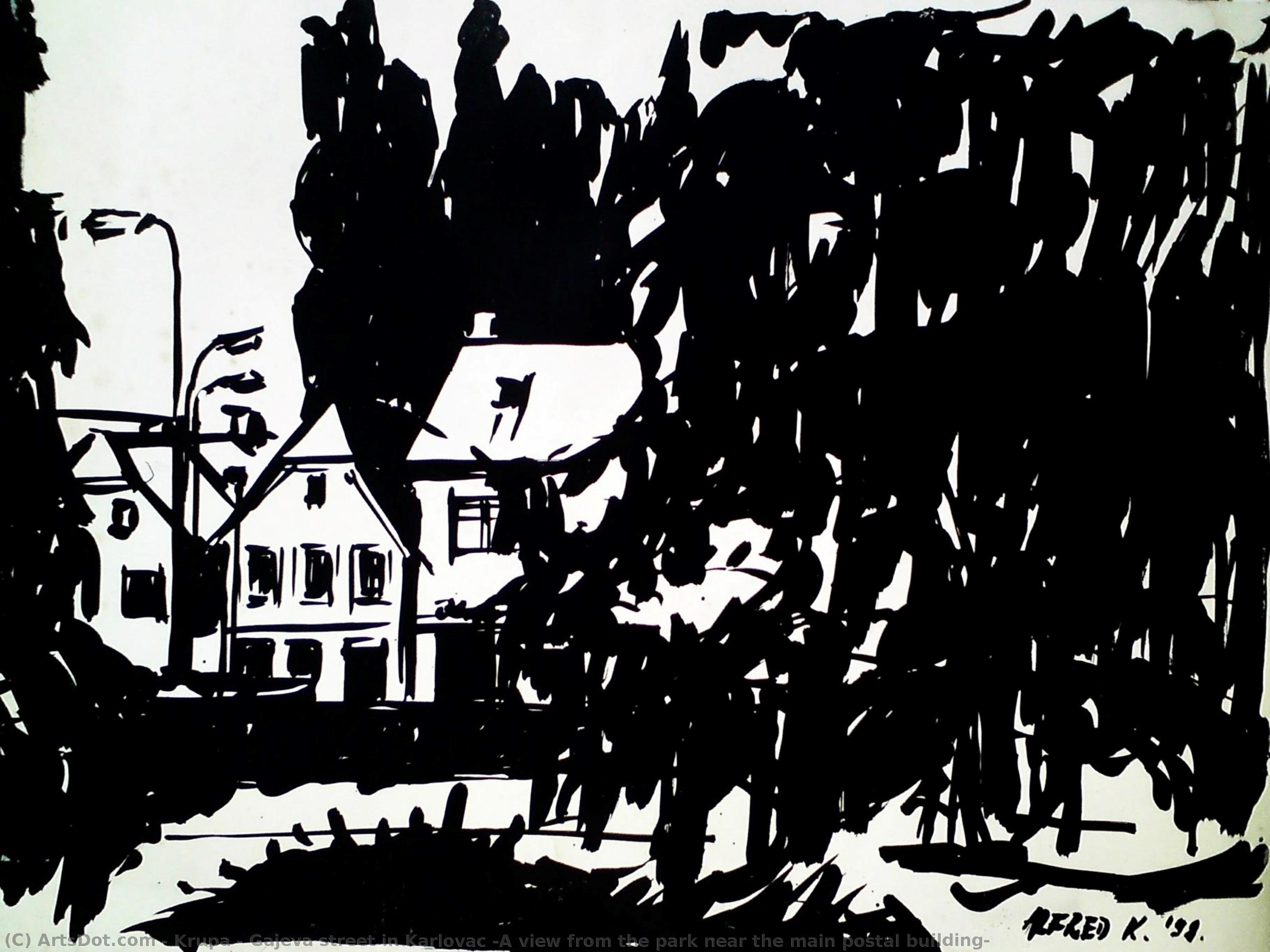 Gajeva Street In Karlovac (a View From The Park Near The Main Postal Building) — Krupa