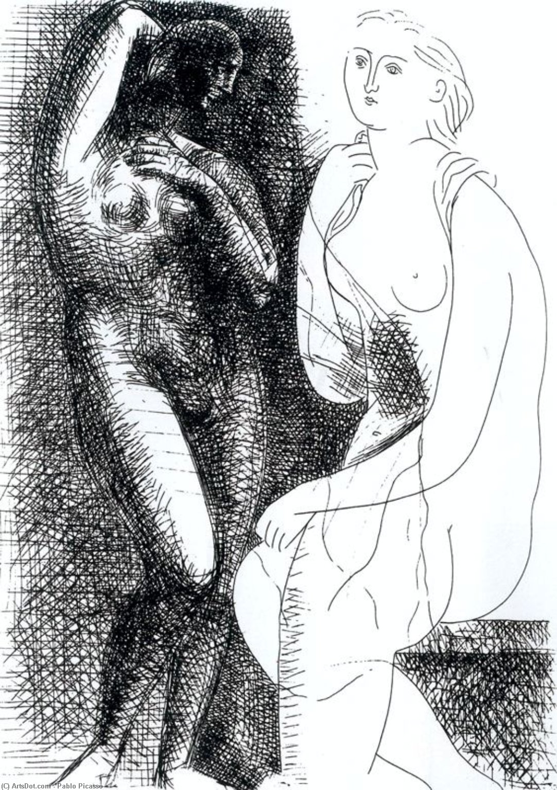 Mujer Desnuda Delante De Una Estatua — Pablo Picasso