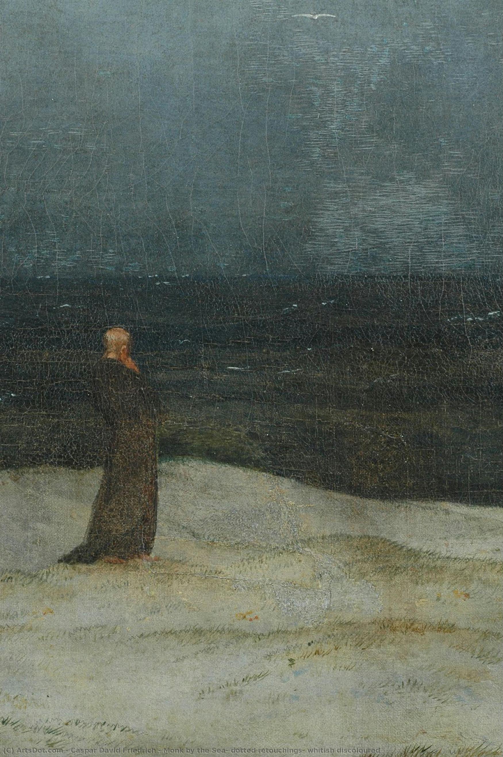 Mönch Am Meer, Punktierte Retusche, Weißliche Verfärbung — Caspar David Friedrich
