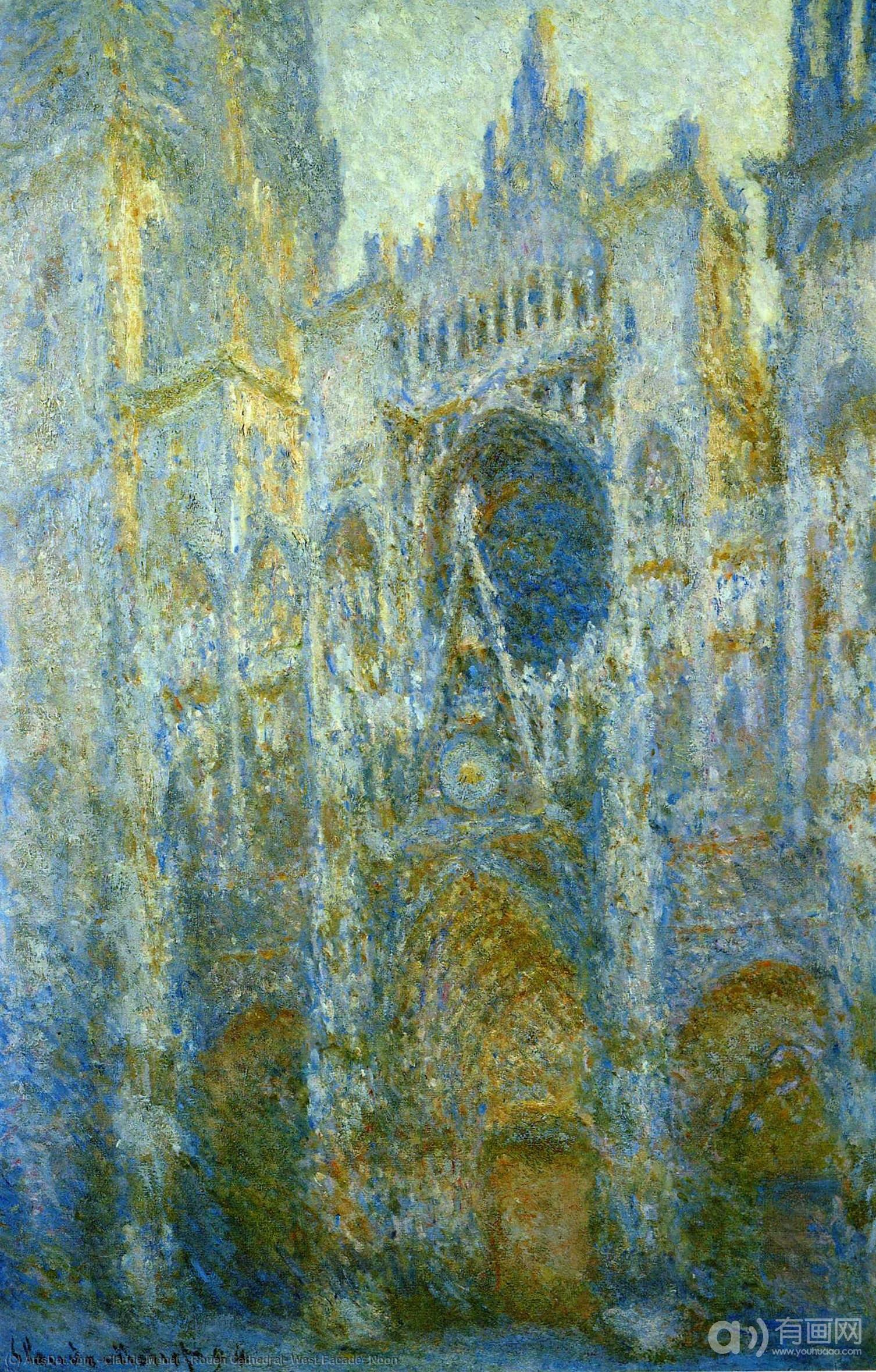 Rouen Cathedral, West Facade, Noon — Claude Monet