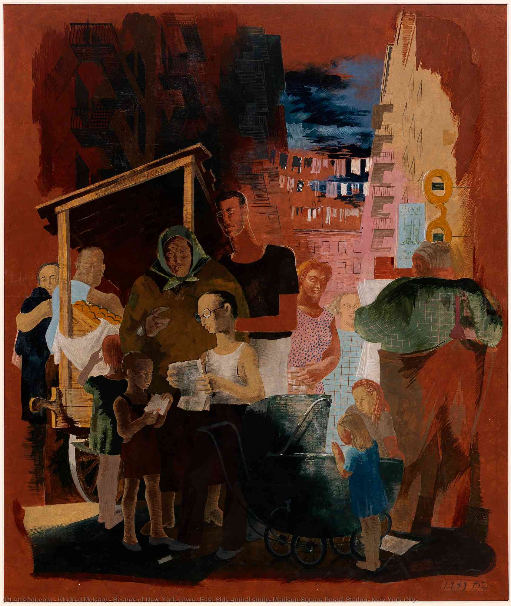 Scenes Of New York Lower East Side (mural Study, Madison Square Postal Station, New York City) — Kindred Mcleary