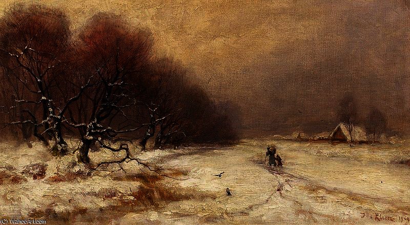 Winterlandschaft Mit Heimkehrenden Bauern — Julius Sergius Von Klever