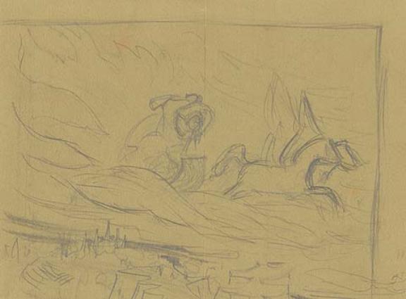 Cursory Sketch Of Rider In Chariot Over City — Nikolai Konstantinowitsch Roerich