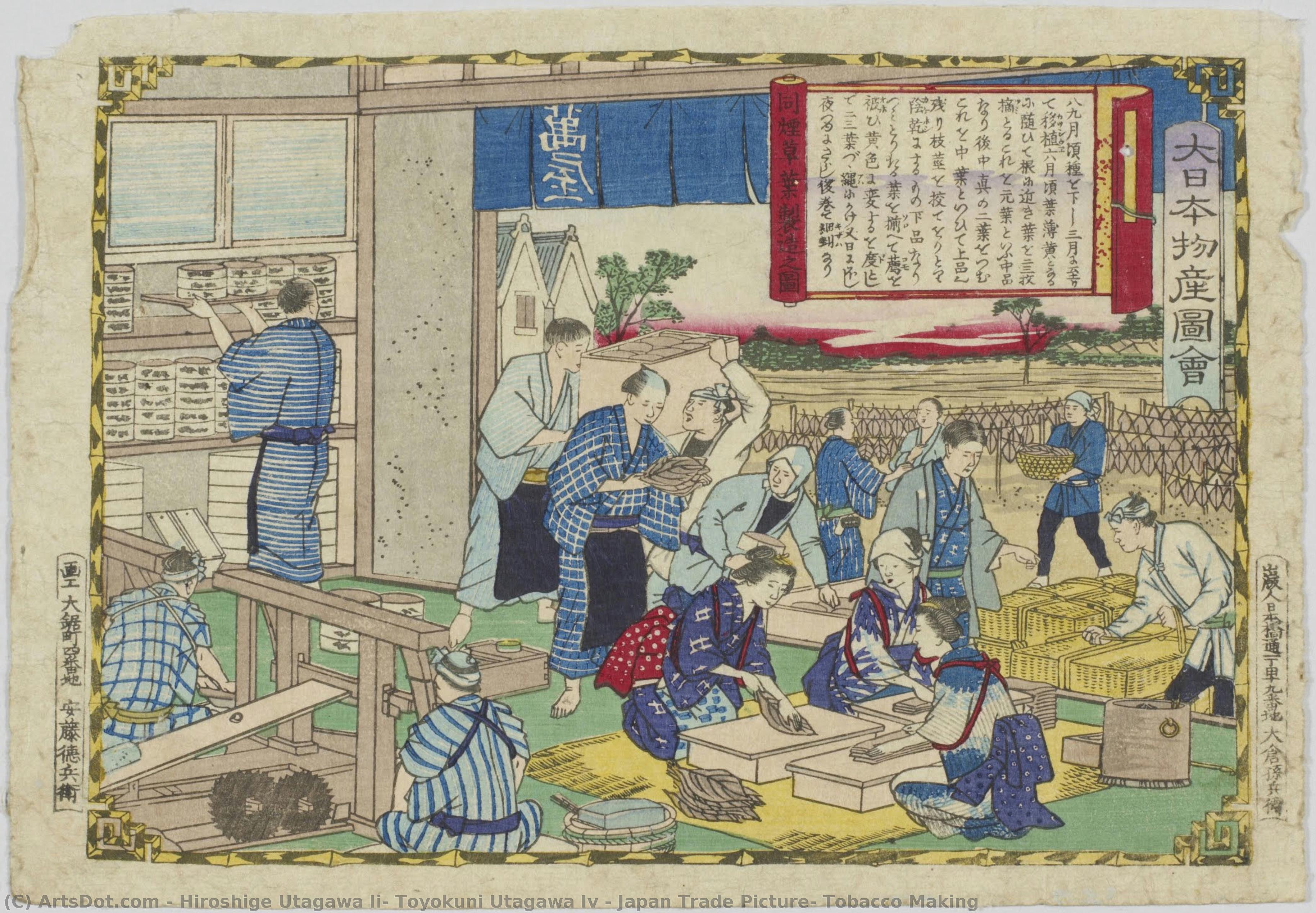 Japan Trade Picture: Tobacco Making — Hiroshige Utagawa Ii, Toyokuni Utagawa Iv
