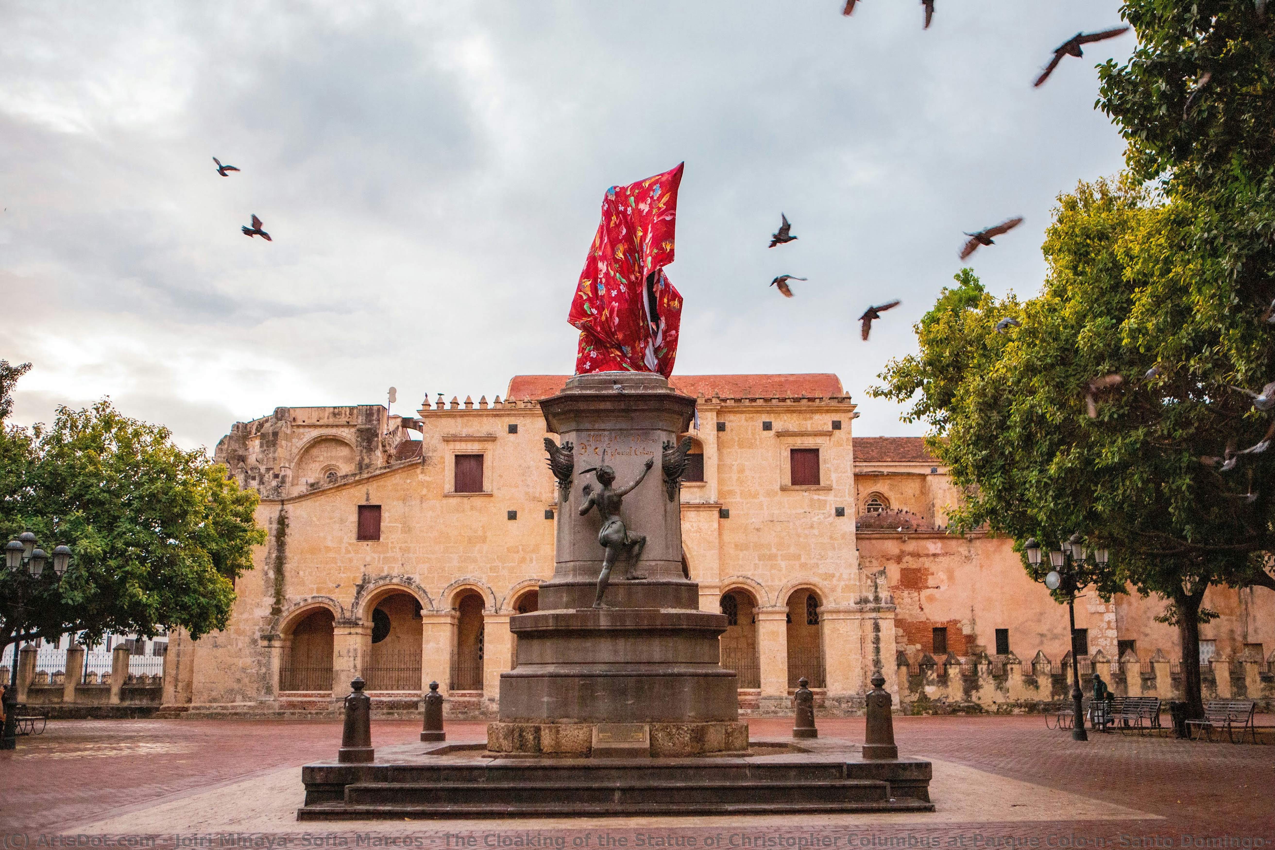 The Cloaking Of The Statue Of Christopher Columbus At Parque Colón, Santo Domingo, Dr (january 18, 2021) — Joiri Minaya, Sofía Marcos