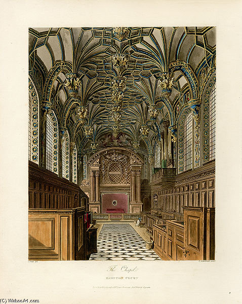 Chapel, Hampton Court, From Pyne's Royal Residences — Charles Wild