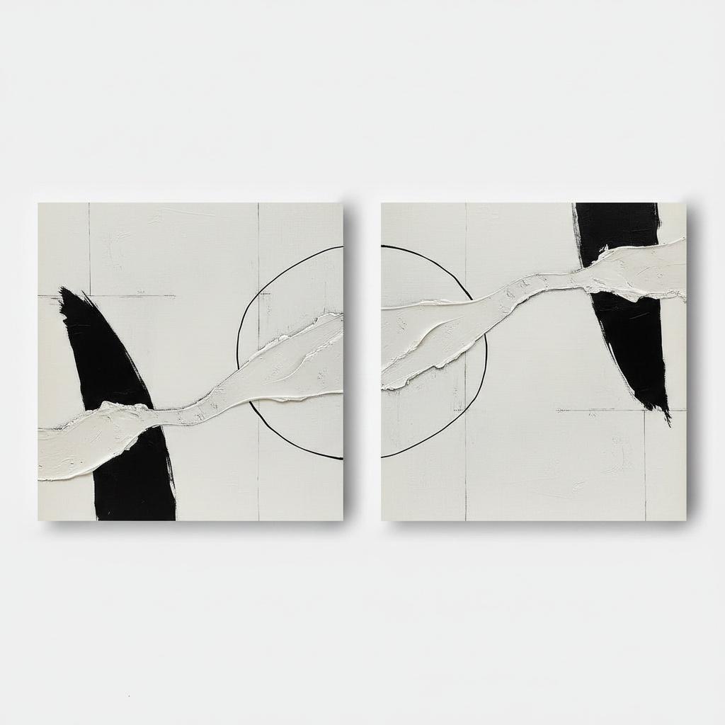 Monolithic Resonance: A Sculptural Diptych Of Intersecting Shadows And Impasto Waves — David Moreau