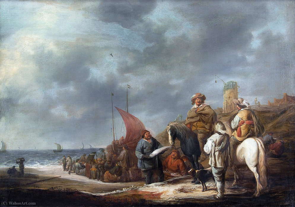 Fish Sellers At The Beach — Benjamin Gerritsz Cuyp