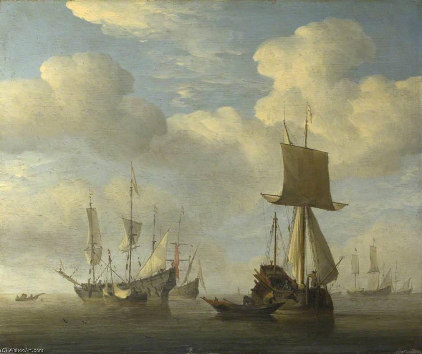 An English Vessel And Dutch Ships Becalmed — Willem Van De Velde The Younger