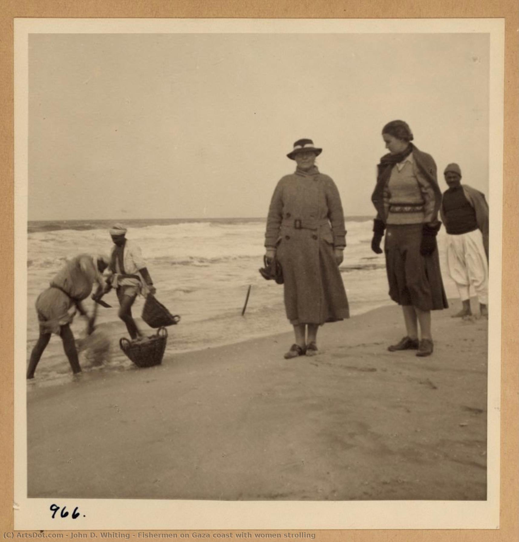 Fishermen On Gaza Coast With Women Strolling — John D. Whiting