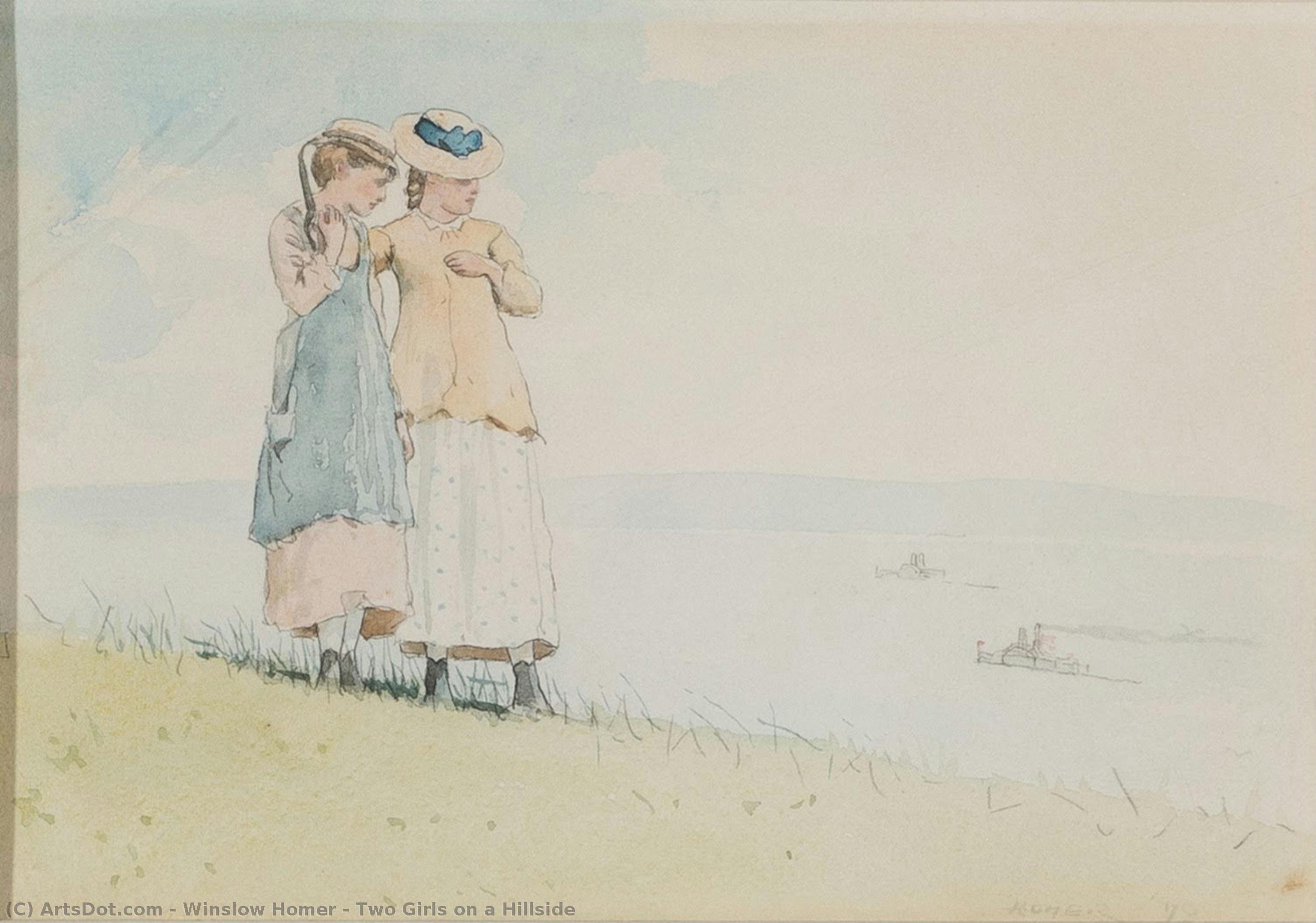 Two Girls On A Hillside — Winslow Homer