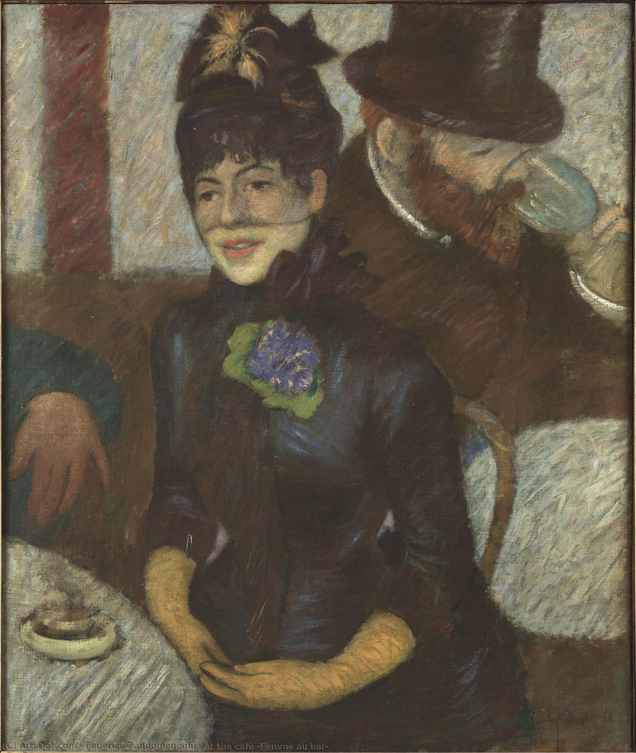At The Cafè (femme Au Bar) — Federico Zandomeneghi