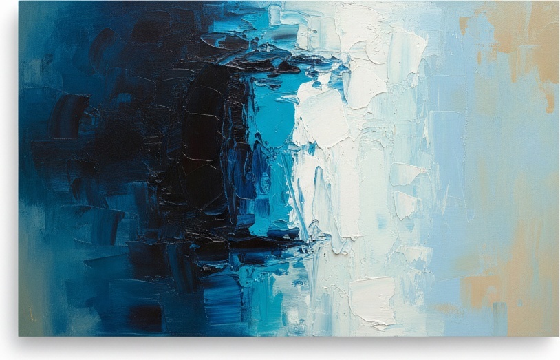 Ätherische Gezeiten Von Mitternachtsblau Und Leuchtend Weißem Impasto-horizont — Christian Noiret