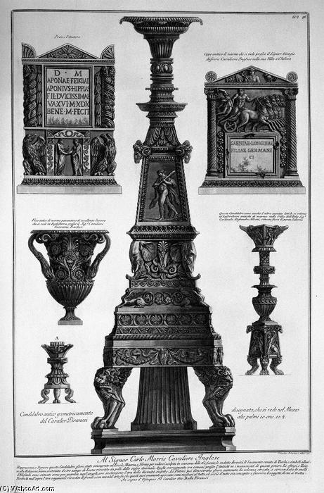 Three Candlesticks, A Vase And Two Stones — Giovanni Battista Piranesi