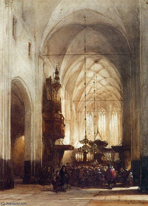 Church In Hattem Sun — Johannes Bosboom