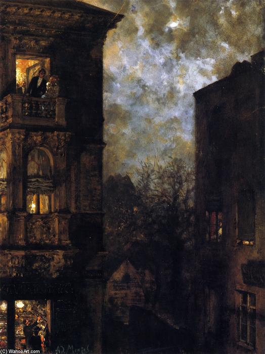 Corner Of A House In The Moonlight — Adolph Von Menzel