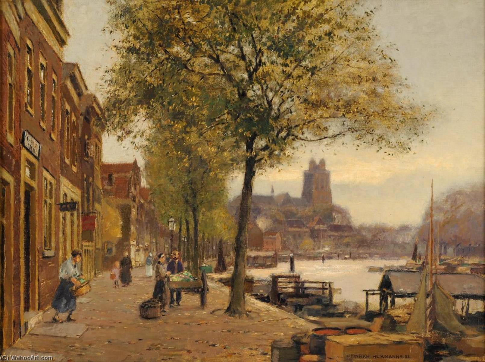 Dutch Canal Scene — Heinrich Hermanns