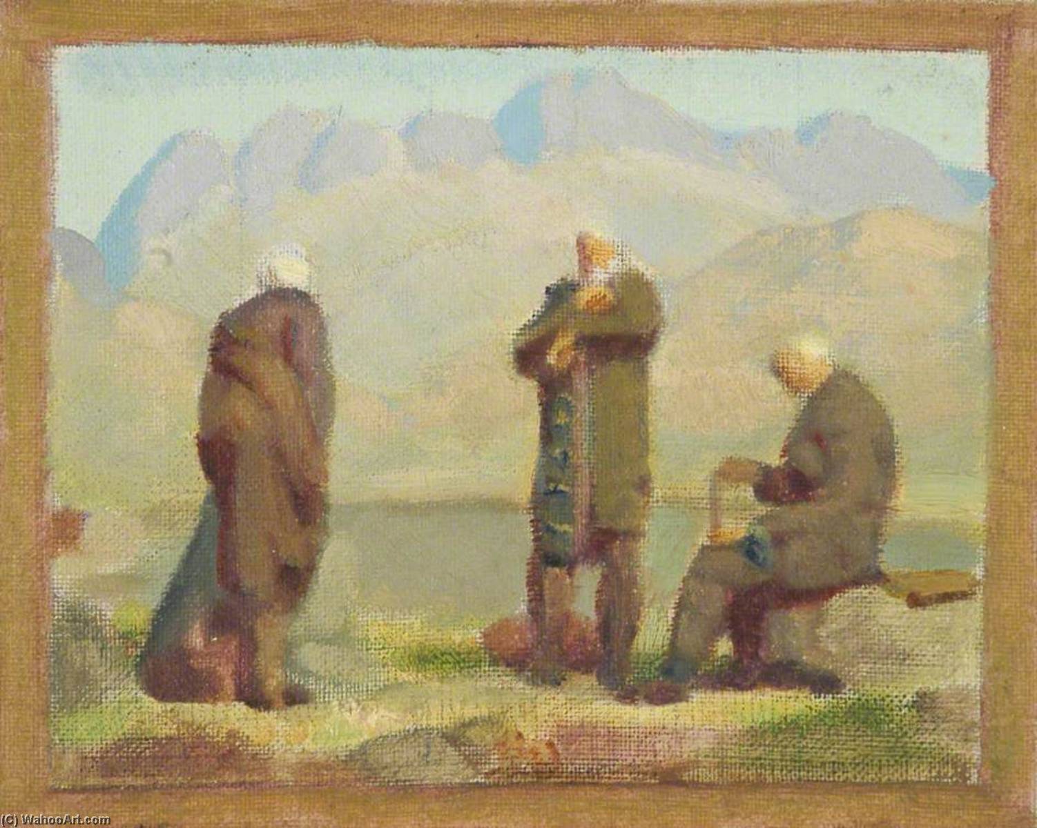 Sketch For 'the Solitary Wanderer And The Poet' — Delmar Harmood Banner