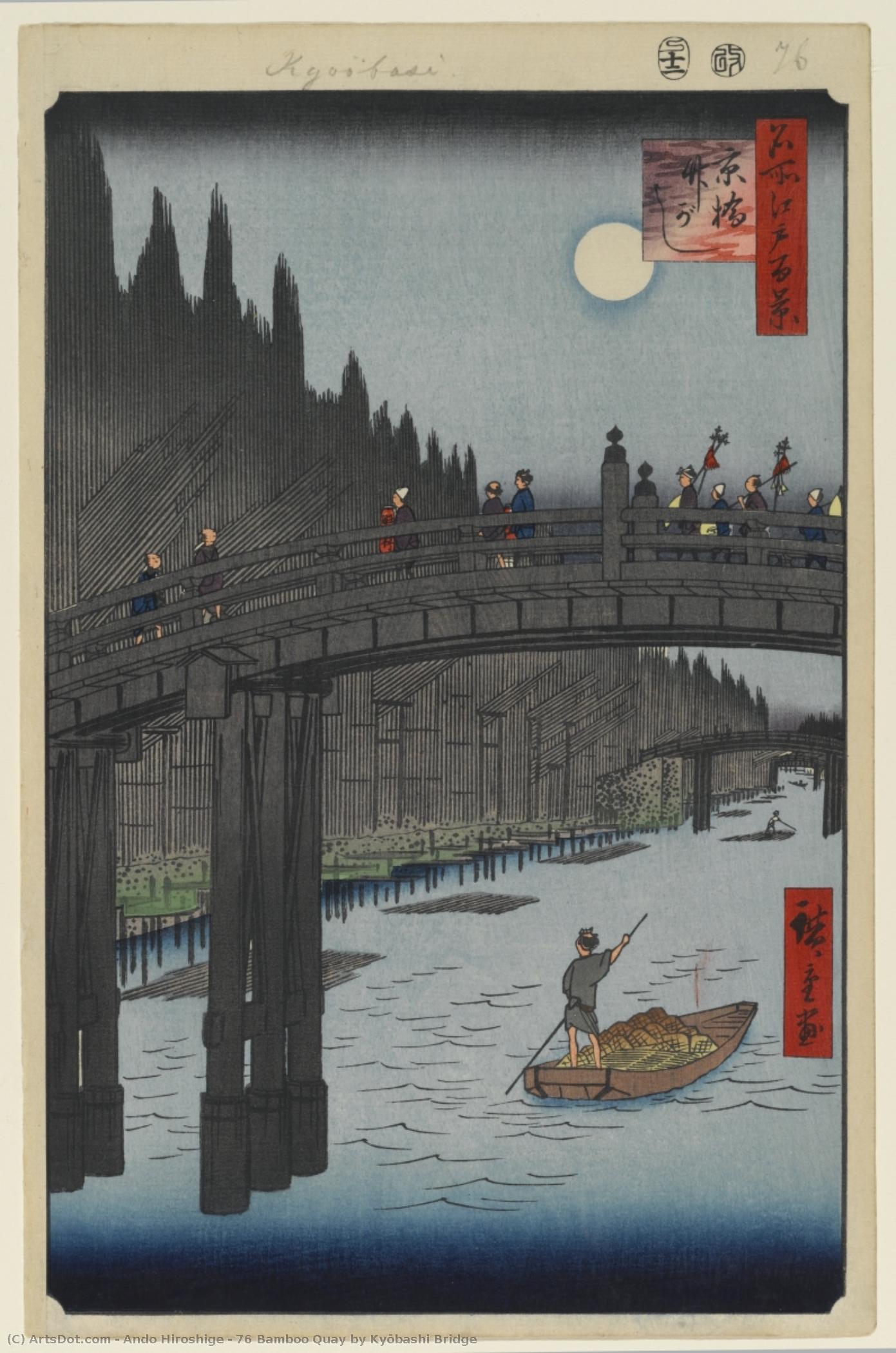 76 Bamboo Quay By Kyōbashi Bridge — Ando Hiroshige