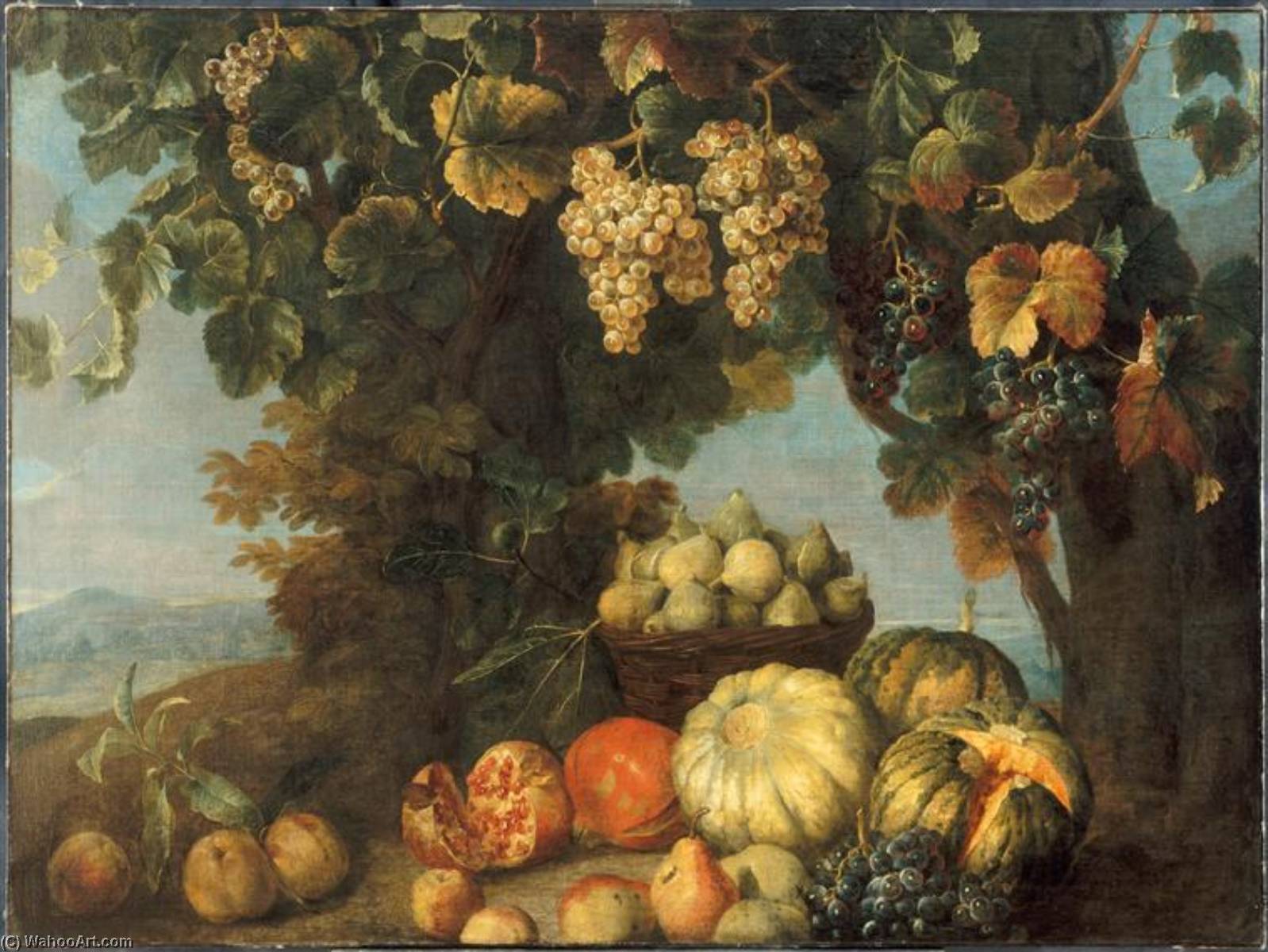 Nature Morte De Fruits Dans Un Paysage — Alexandre François Desportes