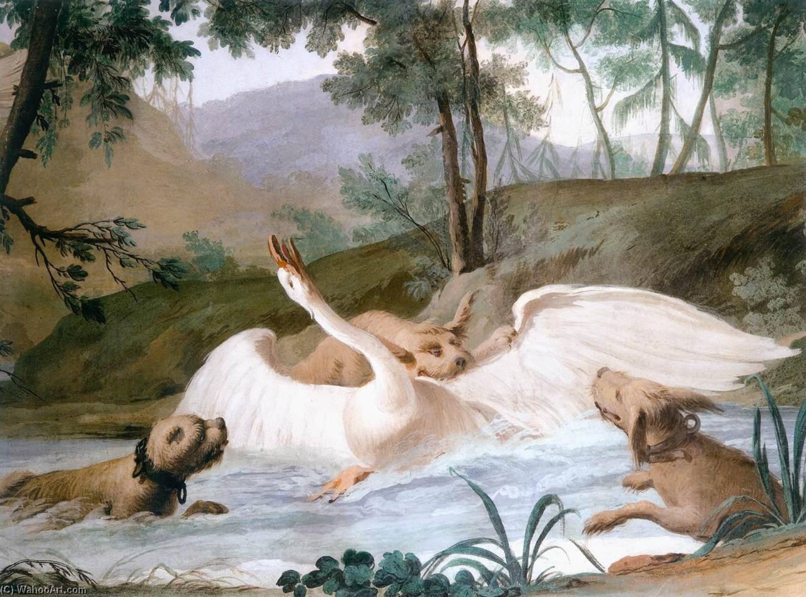 The Swan Attacked By Dogs (detail) — Andrea Urbani