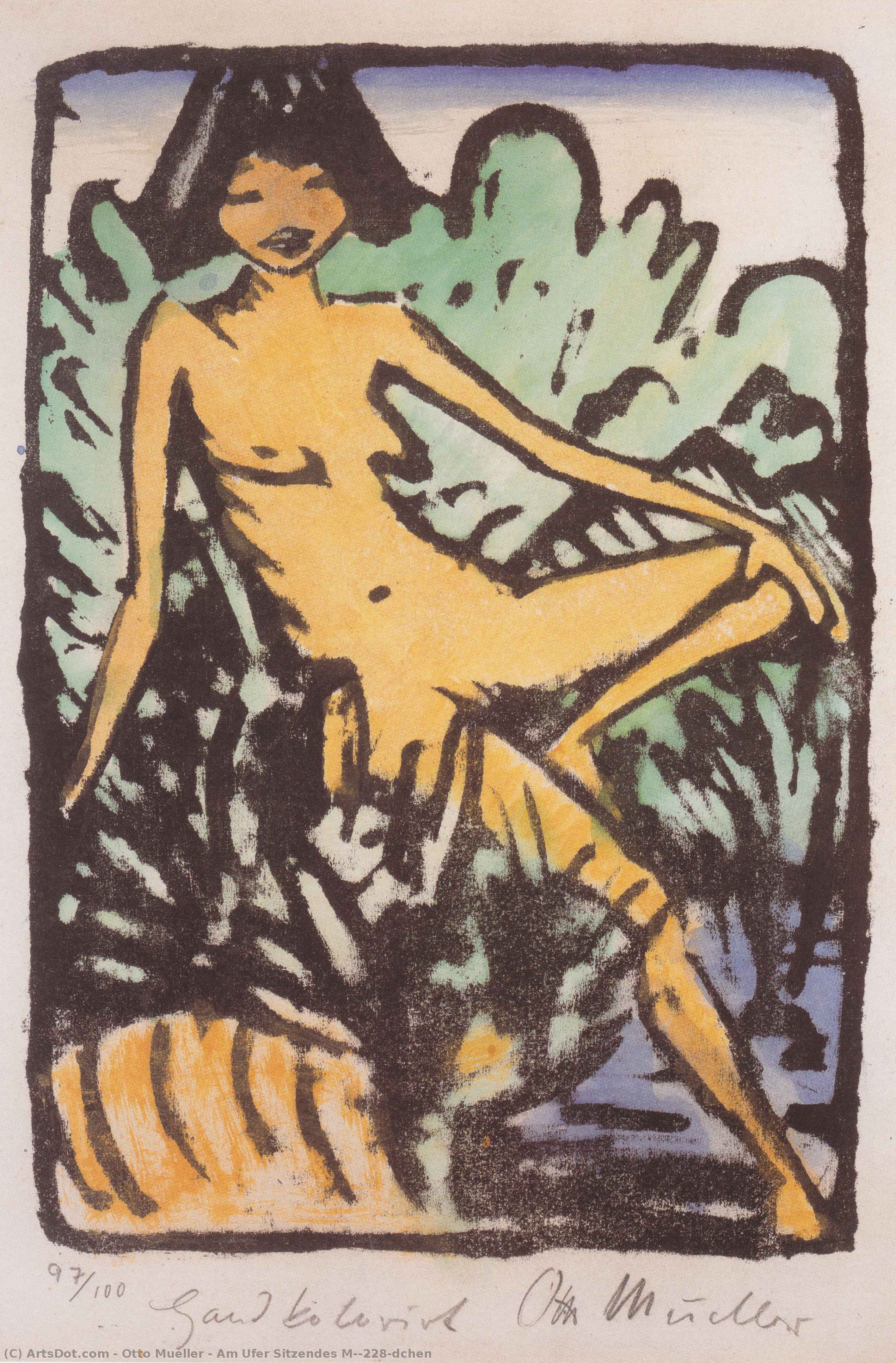 Am Ufer Sitzendes Mädchen — Otto Müller