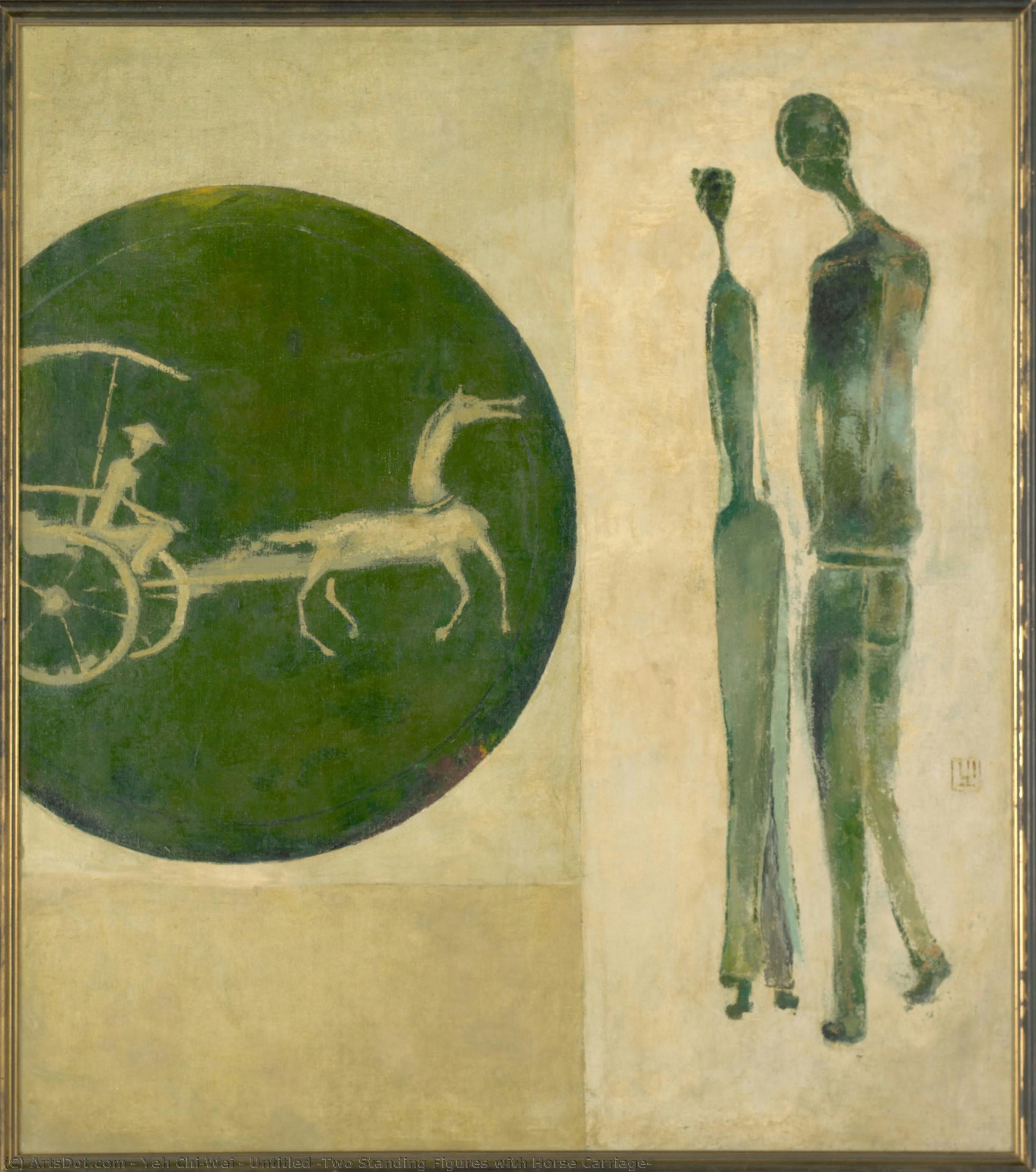 Untitled (two Standing Figures With Horse Carriage) — Yeh Chi-wei
