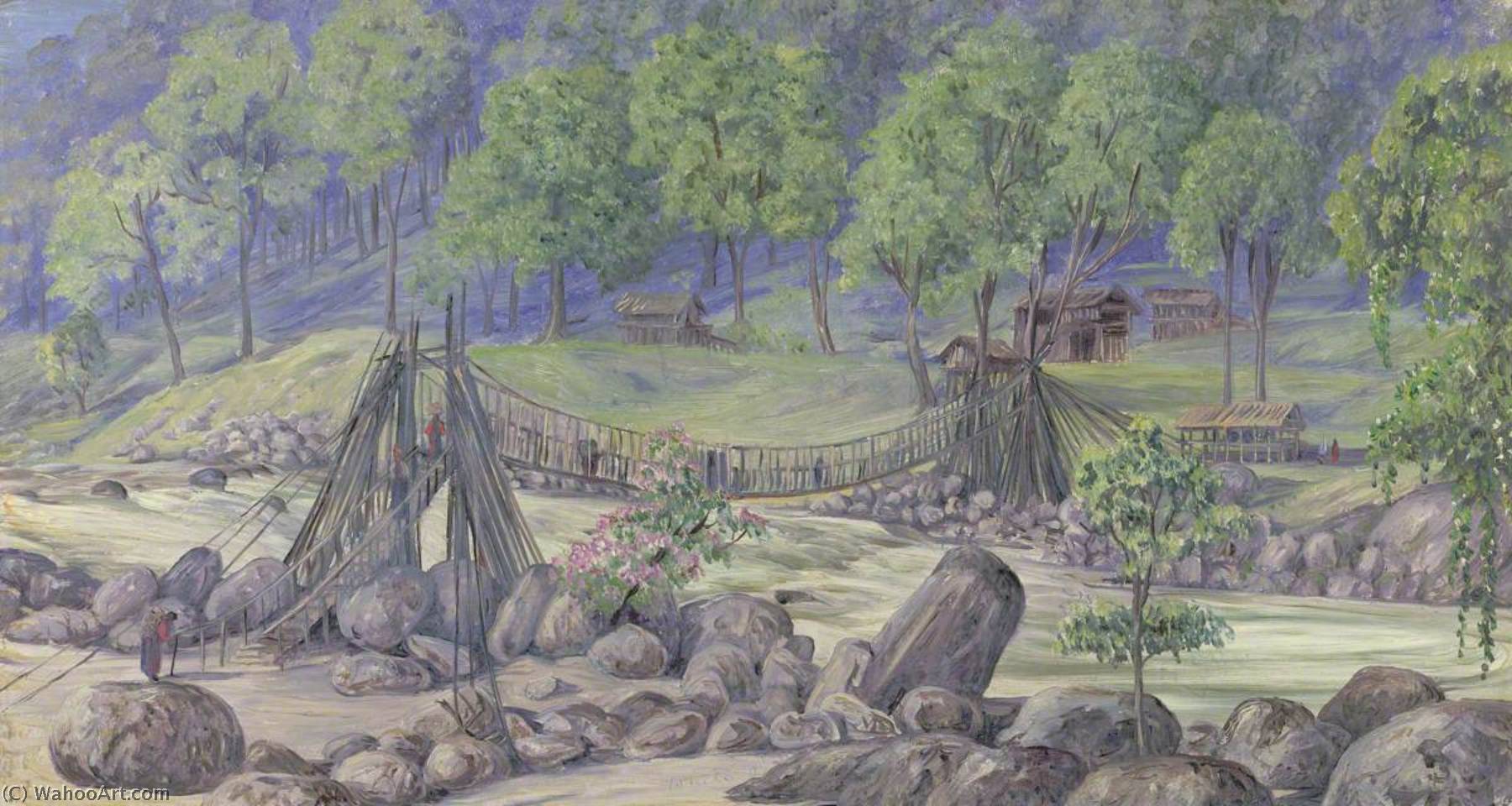 Puente De Caña Sobre El Rungheet. Darjeeling. India. Octubre De 1878 — Marianne North