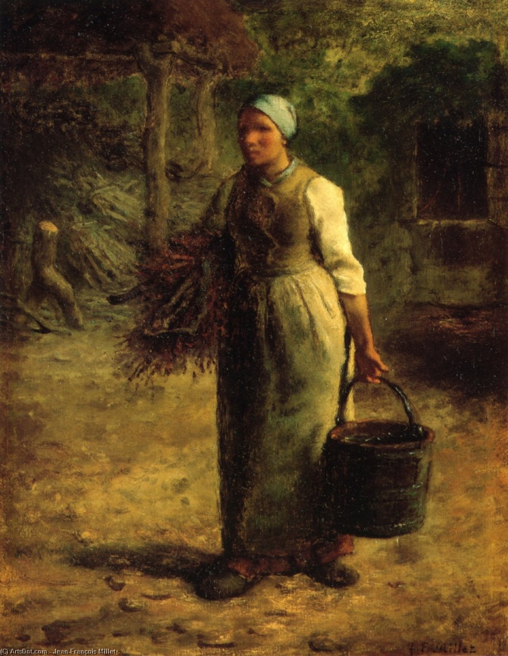 Frau Mit Holzscheiten Und Eimer — Jean-françois Millet
