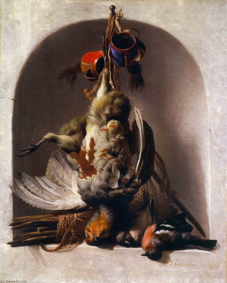 Dead Birds And Hunting Equipment In A Niche — Melchior De Hondecoetter