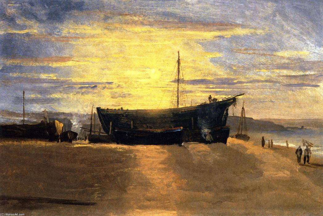 Sunset, Hastings: Beached Fishing Vessels — David Cox