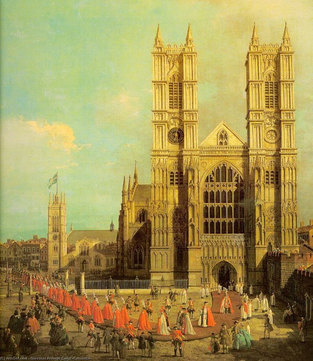 London- Westminster Abbey With A Procession Of The — Canaletto