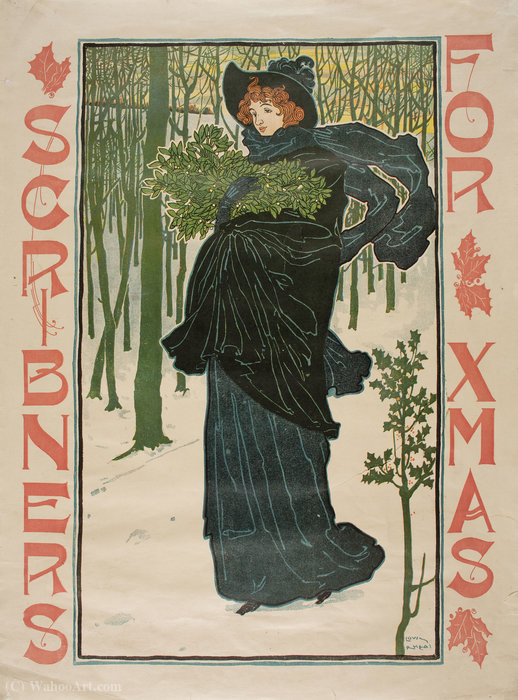 'scribners For Xmas', (48 X 35 Cm) (1895) — Louis John Rhead
