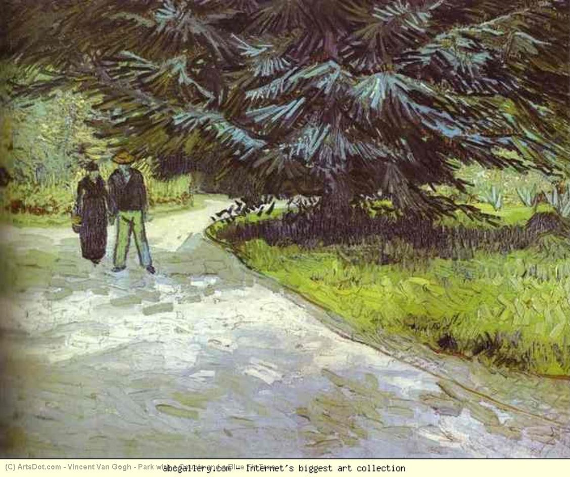 Park With A Couple And A Blue Fir Tree — Vincent Willem Van Gogh