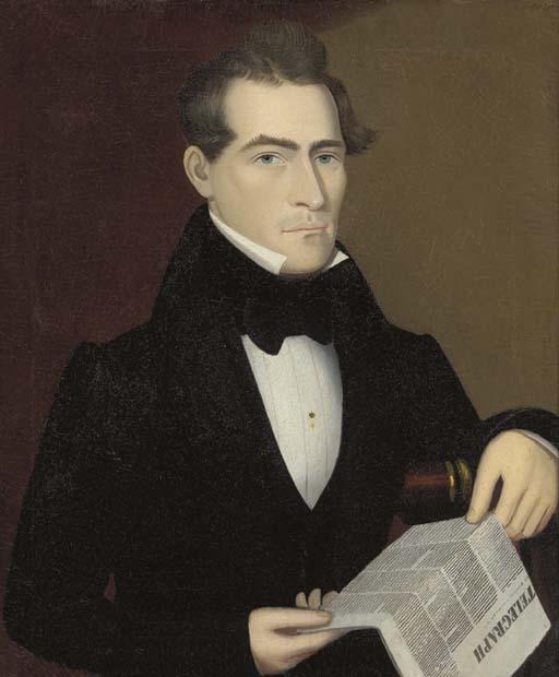 Portrait Of A Man Holding The Telegraph — Ammi Phillips