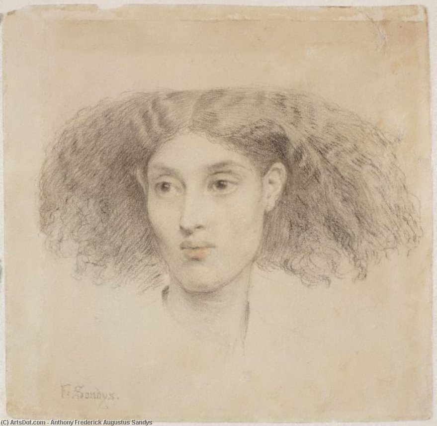 Study Of The Head Of A Young Mulatto Woman, Full Face — Anthony Frederick Augustus Sandys
