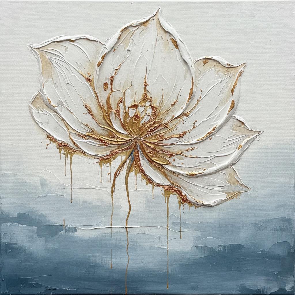 Ethereal Gilded Bloom In Sculptural White And Midnight Slate Monolith — David Moreau