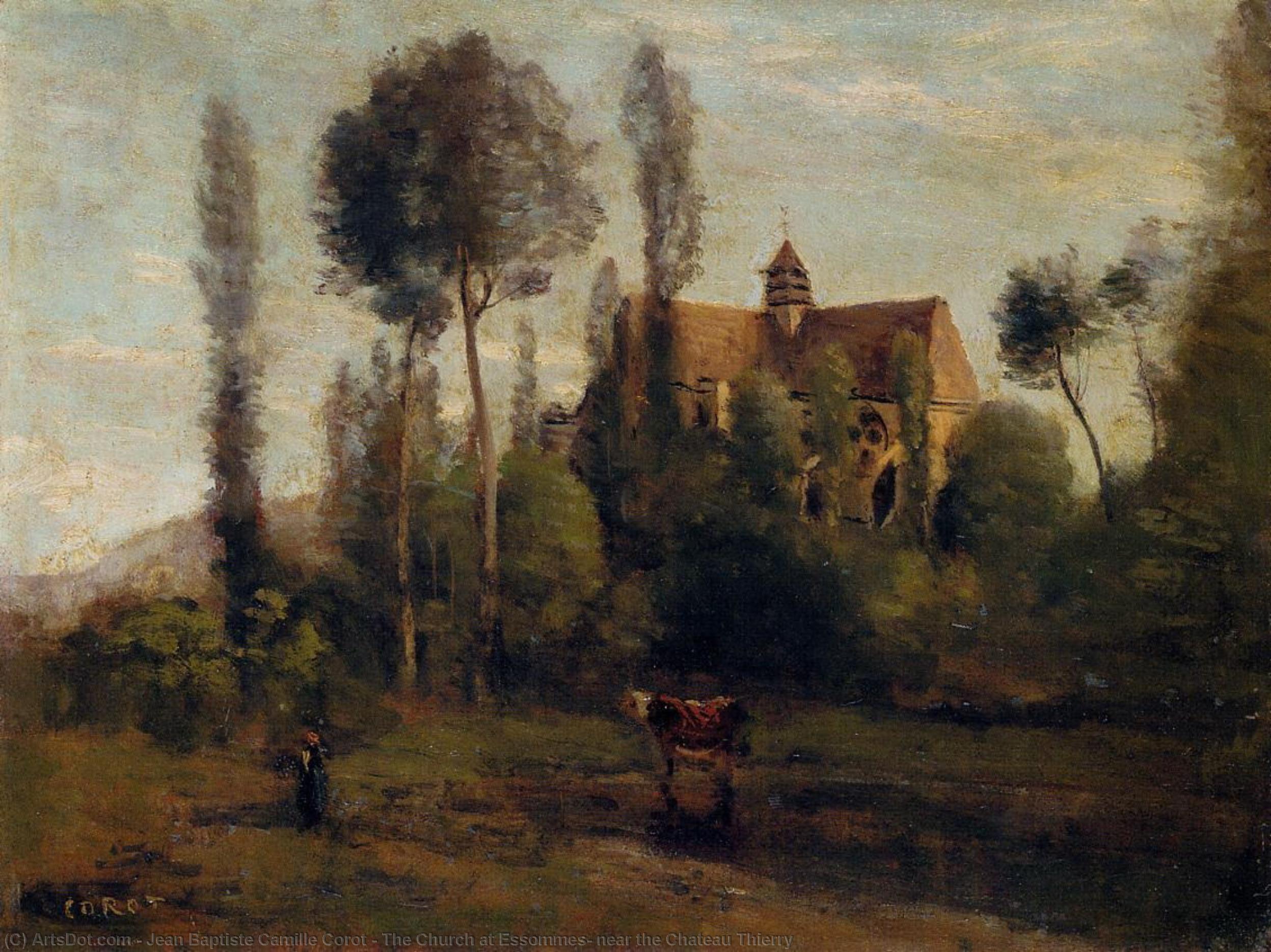 The Church At Essommes, Near The Chateau Thierry — Jean-baptiste-camille Corot