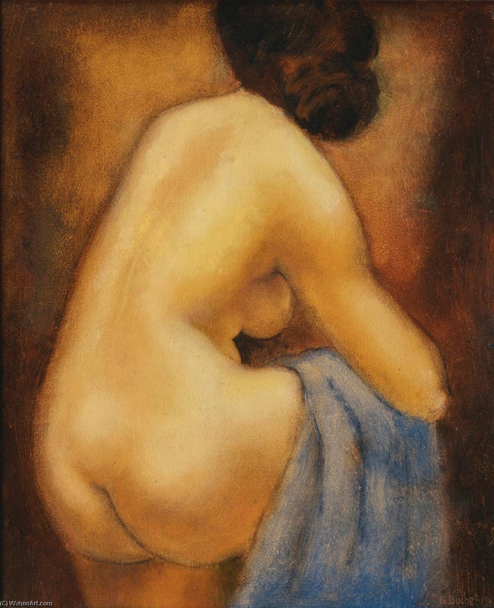 Nu De Dos, Draperie Bleue, 1941 — Gustave Buchet