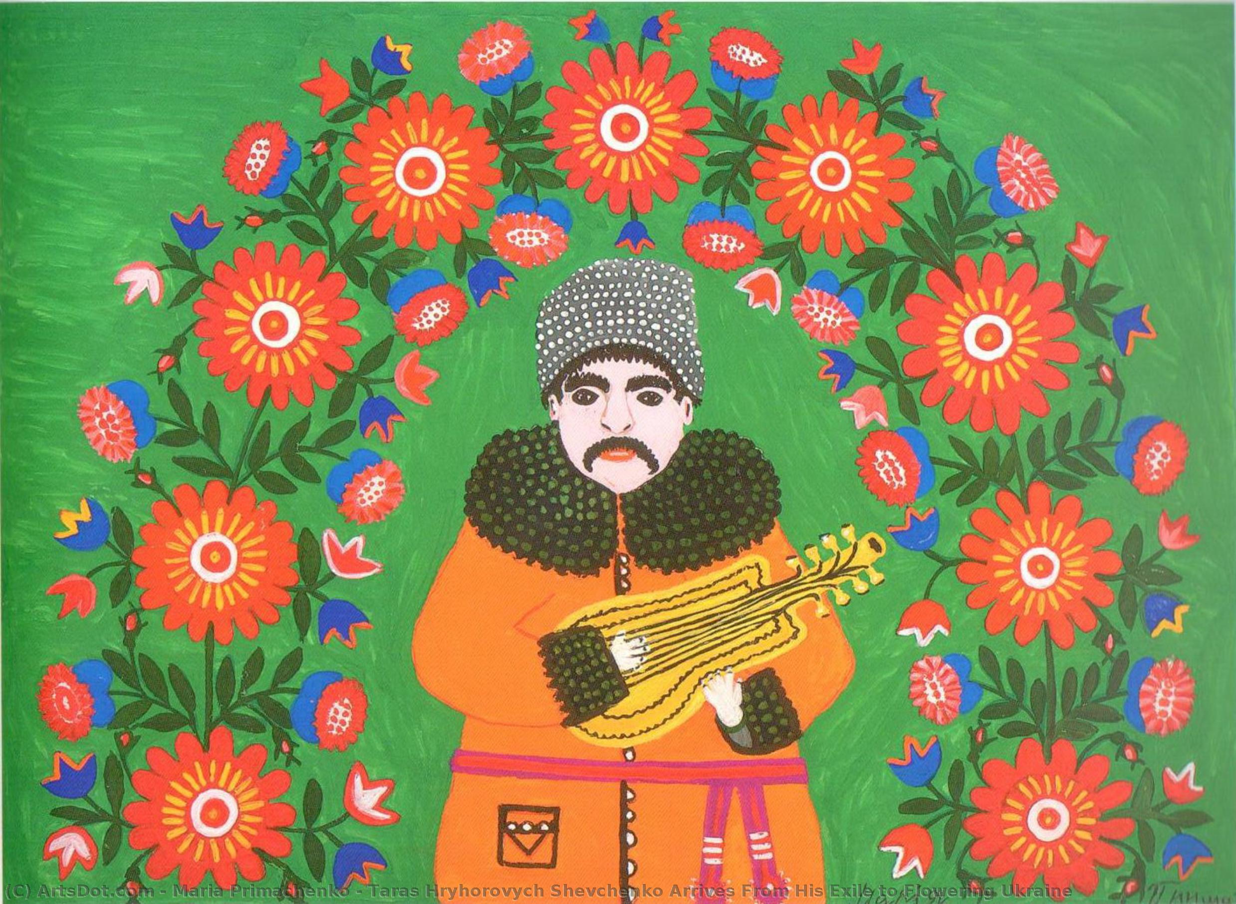 Taras Hryhorovych Shevchenko Arrives From His Exile To Flowering Ukraine — Maria Primachenko